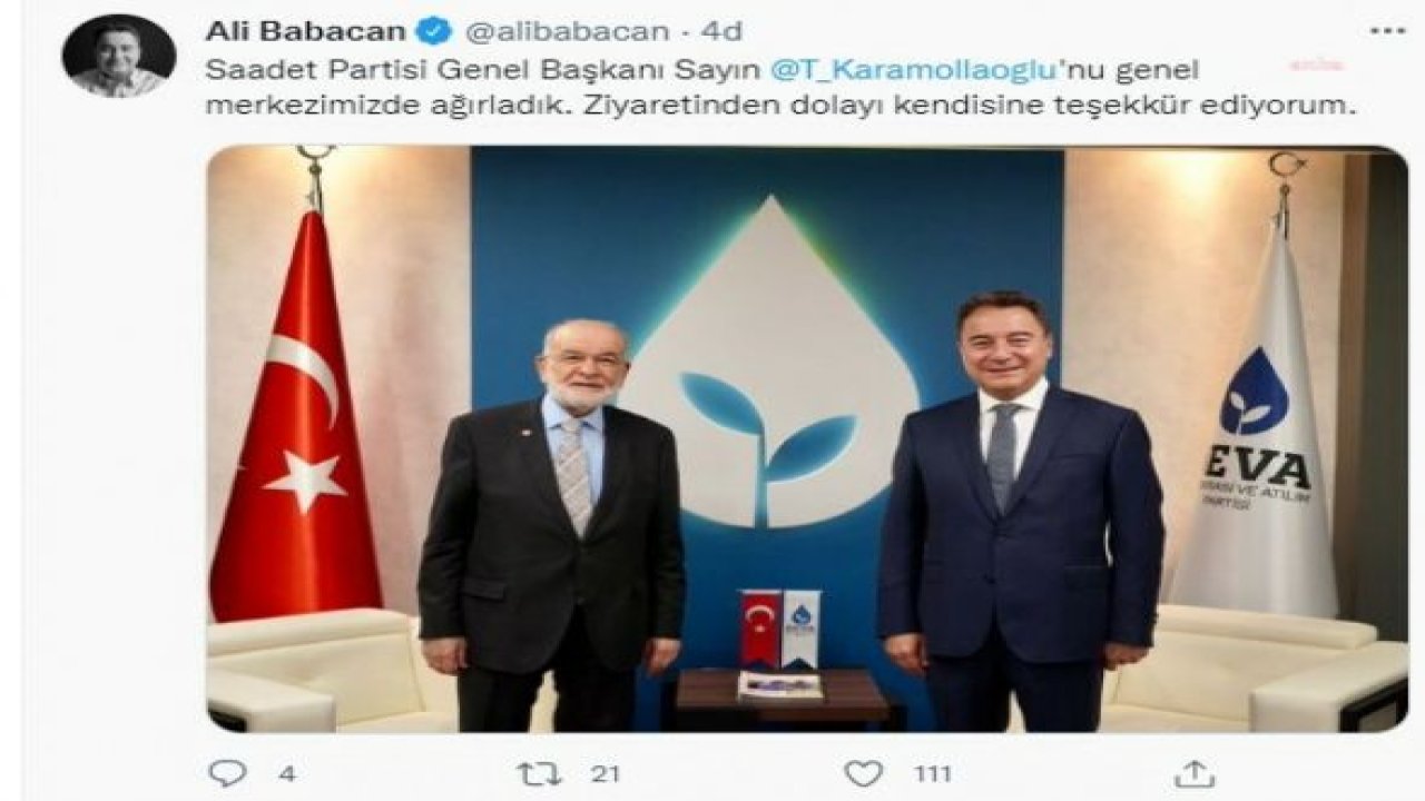 TEMEL KARAMOLLAOĞLU, ALİ BABACAN’I ZİYARET ETTİ