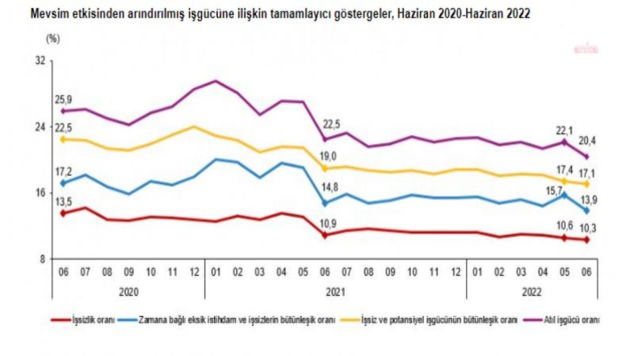 TÜİK: HAZİRANDA TOPLAM İSTİHDAM EDİLEN KİŞİ SAYISI 46 BİN AZALDI