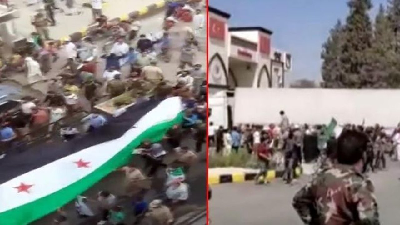 Suriyeliler Türkiye'nin Esad ile görüşmesinden rahatsız oldu!  Karkamış Gümrük Kapısı'na yürüdüler! "Rejimi devireceğiz"
