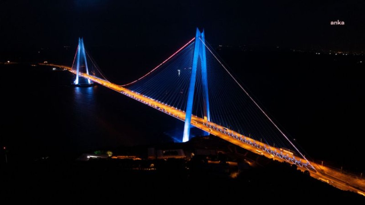 GÜNEŞ ENERJİLİ ARIBA X GEÇİŞİ NEDENİYLE YAVUZ SULTAN SELİM KÖPRÜSÜ, İTÜ RENKLERİNE BOYANDI