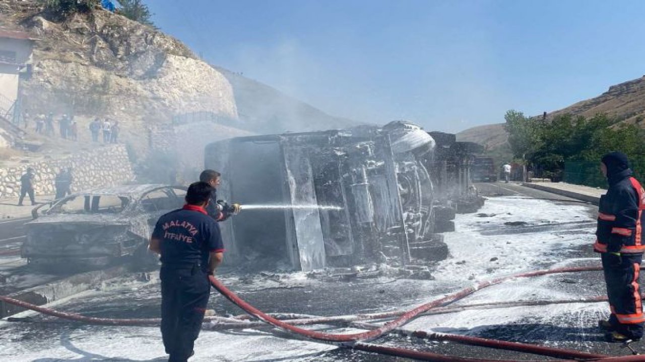 Kafa kafaya çarpışan tır ve otomobil alev aldı: 5 yaralı