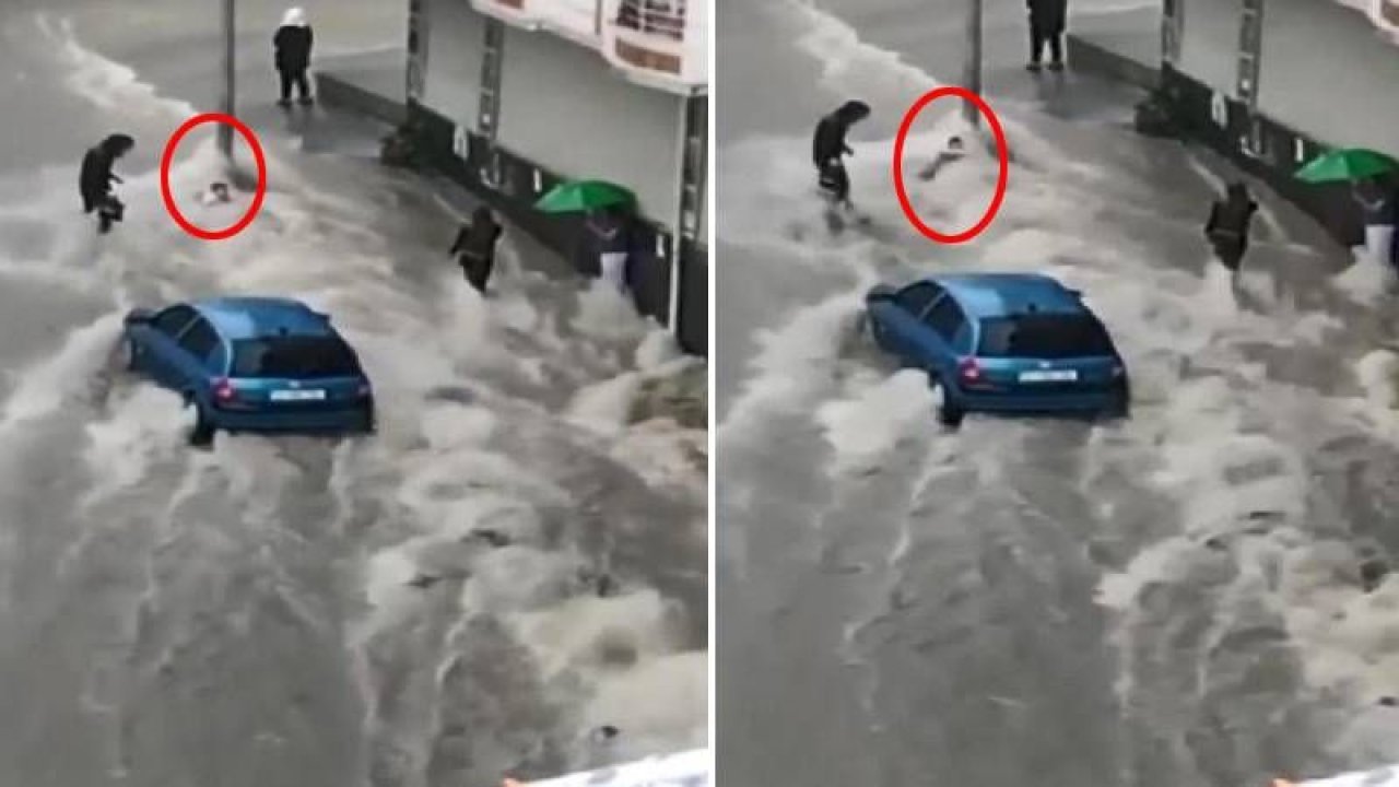 İstanbul'da korkunç görüntü! Esenyurt'u sel götürdü, küçük çocuk suya kapılarak sürüklenmeye başladı