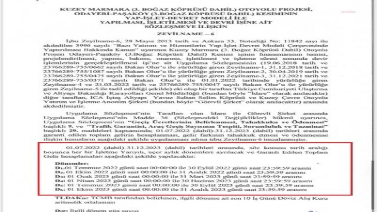 ALİ MAHİR BAŞARIR: “YAVUZ SULTAN SELİM KÖPRÜSÜ’NDE GÜNLÜK OTOMOBİL GEÇİŞ GARANTİSİ 135 BİN DEĞİL, 270 BİN”