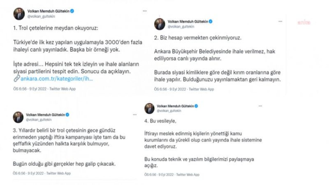 VOLKAN MEMDUH GÜLTEKİN: “BİZ HESAP VERMEKTEN ÇEKİNMİYORUZ. ABB'DE İHALE VERİLMEZ, HAK EDİLİYORSA CANLI YAYINDA ALINIR”