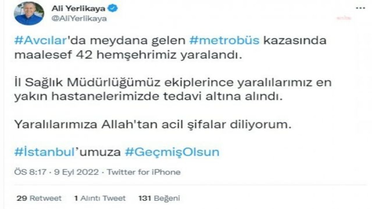 İSTANBUL'DA METROBÜS KAZASI, VALİ YERLİKAYA 42 KİŞİNİN YARALANDIĞINI AÇIKLADI