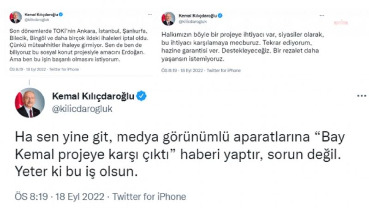 KILIÇDAROĞLU’NDAN ERDOĞAN’A ‘SOSYAL KONUT PROJESİ’ ÇAĞRISI: "TEKRAR EDİYORUM; HAZİNE GARANTİSİ VER. DESTEKLEYECEĞİZ"