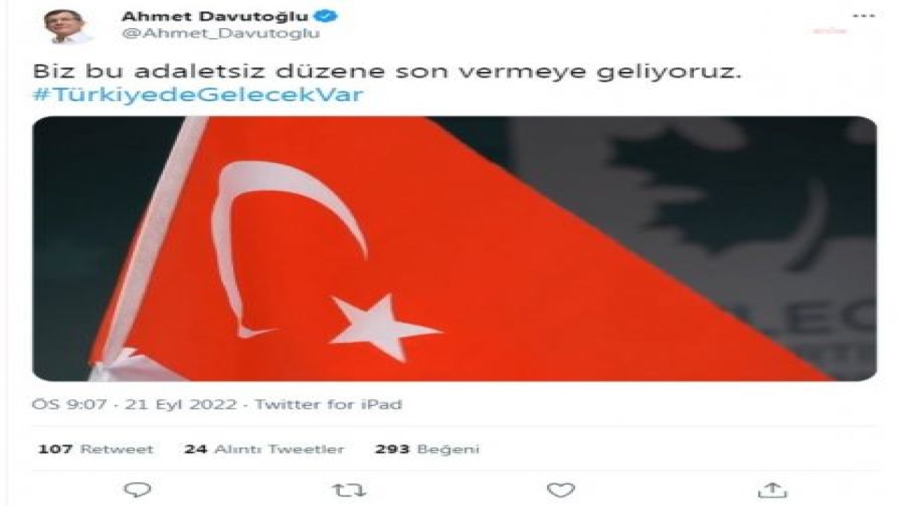 DAVUTOĞLU: BİZ BU ADALETSİZ DÜZENE SON VERMEYE GELİYORUZ