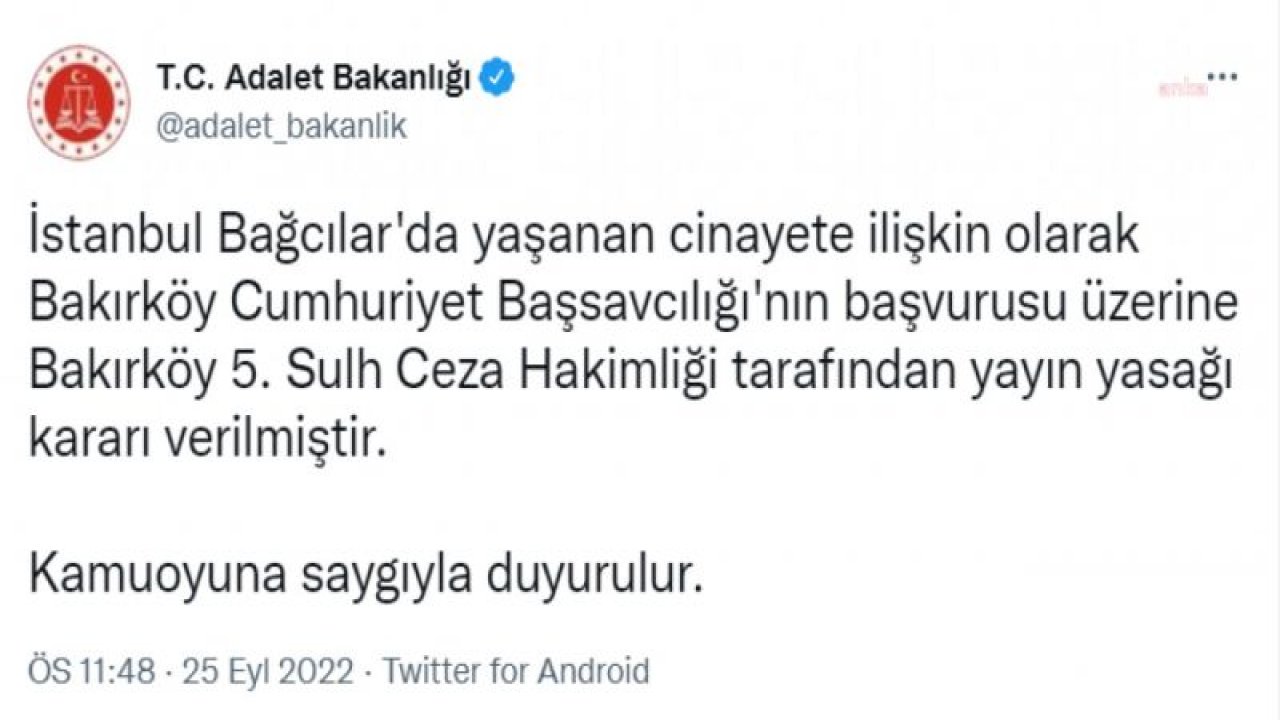 İSTANBUL VALİLİĞİ, BAĞCILAR’DA ANNESİNİ VAHŞİCE ÖLDÜREN ŞAHSIN YAKALANDIĞINI AÇIKLADI. OLAYA İLİŞKİN GÖRÜNTÜLERE YAYIN YASAĞI GETİRİLDİ