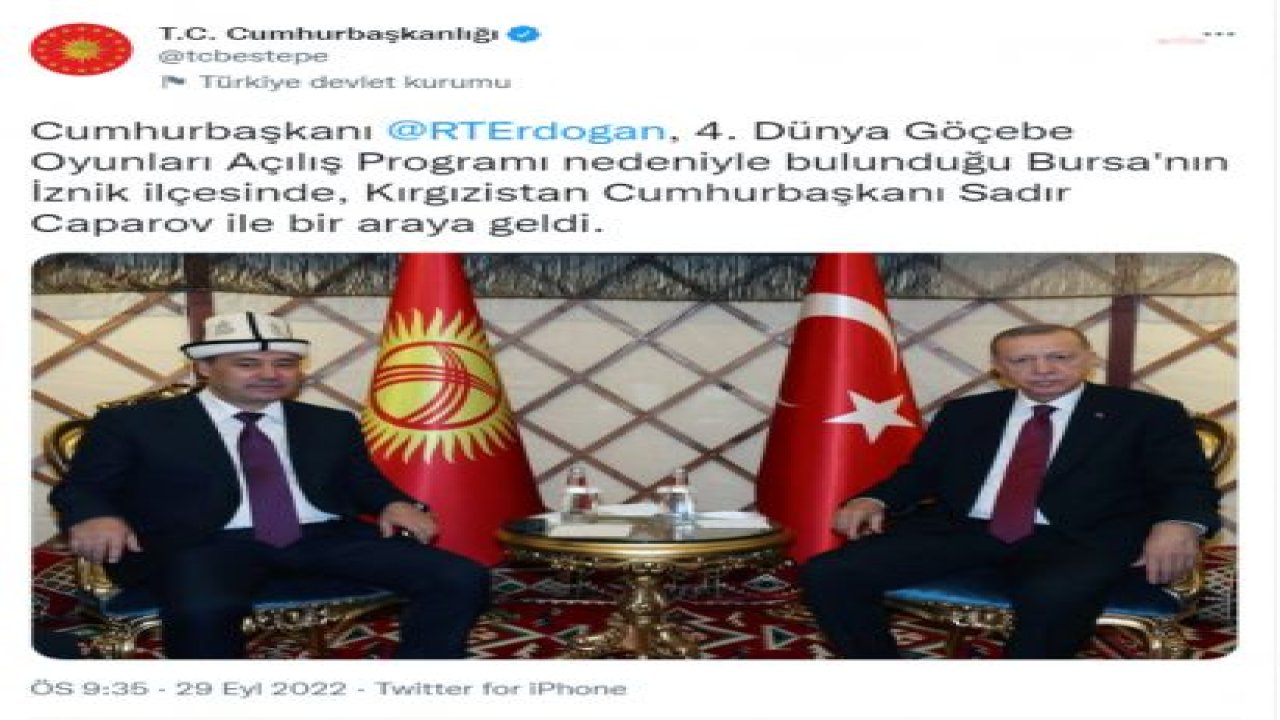 ERDOĞAN, KIRGIZİSTAN CUMHURBAŞKANI CAPAROV İLE GÖRÜŞTÜ