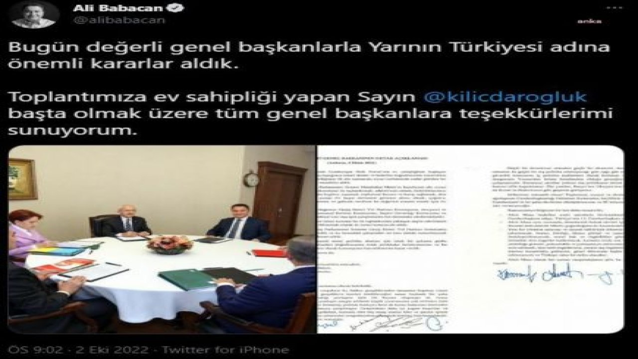 BABACAN: DEĞERLİ GENEL BAŞKANLARLA YARININ TÜRKİYE'Sİ ADINA ÖNEMLİ KARARLAR ALDIK