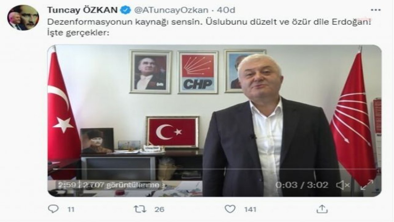 TUNCAY ÖZKAN: “BU YENİ BİR İDDİA DEĞİL. ASLINDA BU BİR İFTİRA. CEZAEVİNDEYKEN DAVA AÇMIŞTIM. MAHKEME, ERDOĞAN’IN BANA 5 BİN LİRA ÖDEMESİNE KARAR VERMİŞTİ”