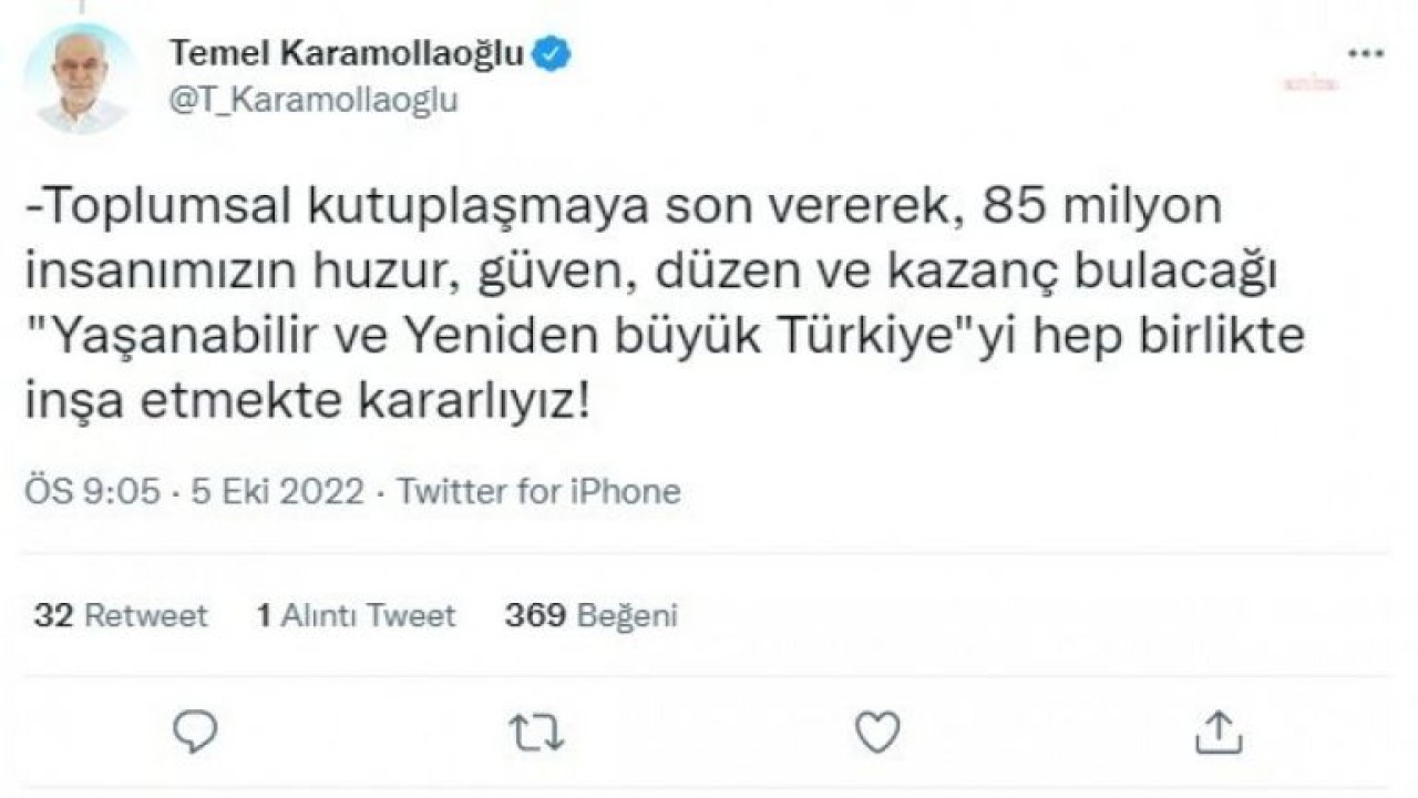 KARAMOLLAOĞLU: YENİDEN BÜYÜK TÜRKİYE’Yİ HEP BİRLİKTE İNŞA ETMEKTE KARARLIYIZ