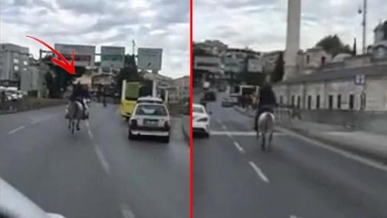 İstanbul'da Un Kapanı Köprüsü'nde at üstünde yolculuk yapan adam şaşırttı!