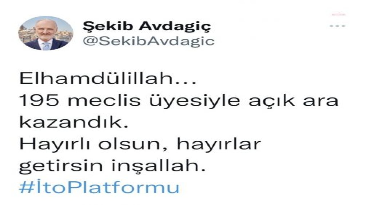 İTO BAŞKANI AVDAGİÇ: 195 MECLİS ÜYESİYLE AÇIK ARA KAZANDIK