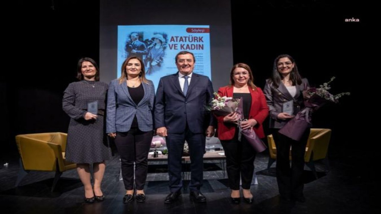 KONAK'TA ATATÜRK VE KADIN SÖYLEŞİSİ YAPILDI. GÜLİZAR BİÇER KARACA: "CUMHURİYET BİR KADIN DEVRİMİYSE KADINLARA BÜYÜK SORUMLULUKLAR YÜKLENİYOR"