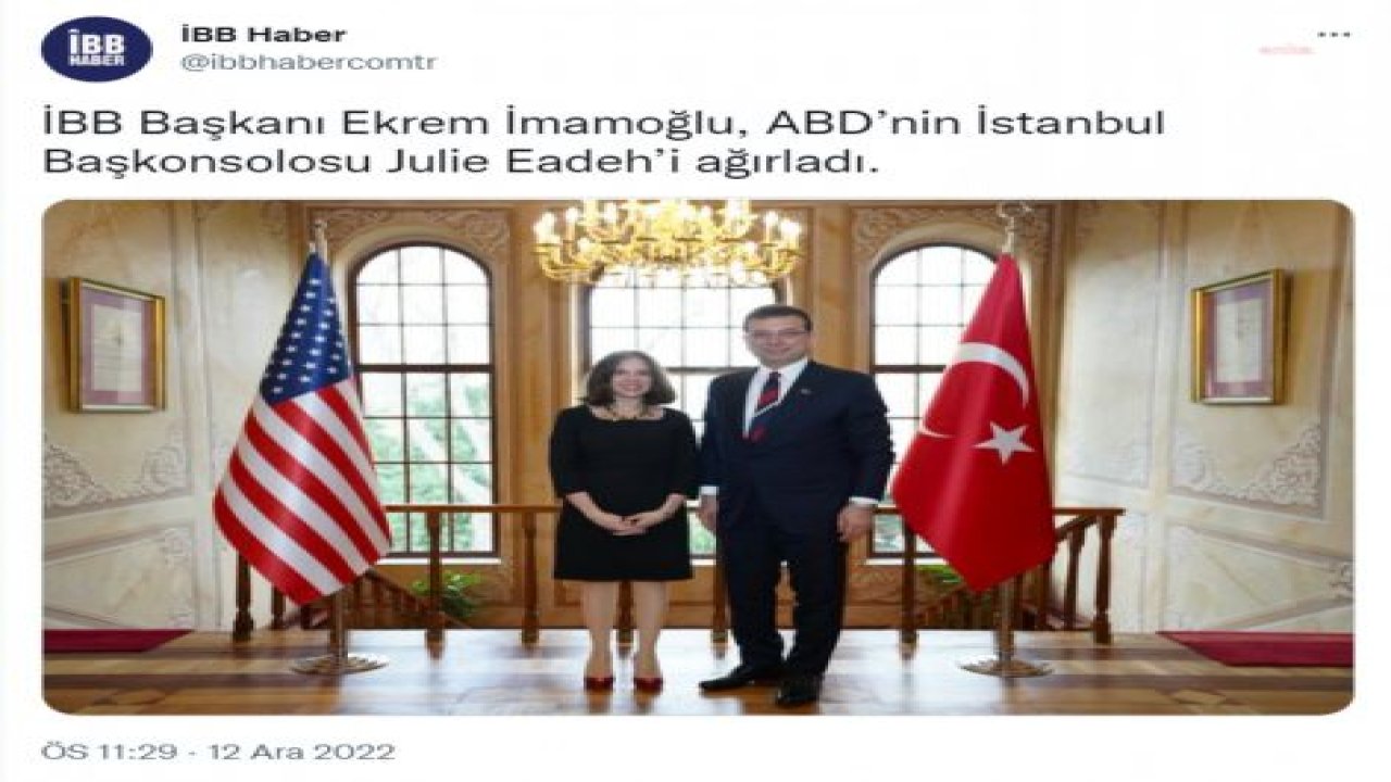 EKREM İMAMOĞLU, ABD’NİN İSTANBUL BAŞKONSOLOSU JULİE EADEH’İ AĞIRLADI