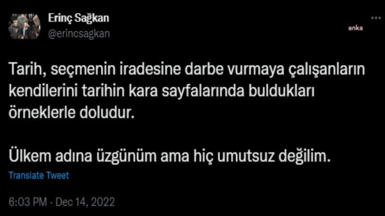 TBB BAŞKANI SAĞKAN: ÜLKEM ADINA ÜZGÜNÜM, AMA HİÇ UMUTSUZ DEĞİLİM