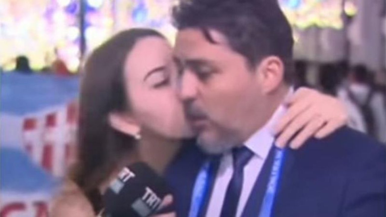 Kadın taraftarın öpücüğe boğduğu TRT sunucusu Tarık Üstün'e Katar'da şok! Katarlı erkekler...