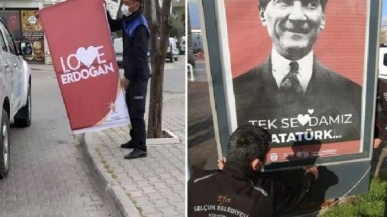 İzinsiz asılan Erdoğan pankartının yerine Atatürk afişi asan Belediye Başkanı'na soruşturma