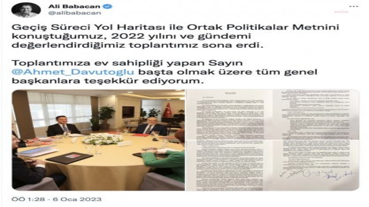 BABACAN: "GEÇİŞ SÜRECİ YOL HARİTASI İLE ORTAK POLİTİKALAR METNİNİ KONUŞTUĞUMUZ, 2022 YILINI VE GÜNDEMİ DEĞERLENDİRDİĞİMİZ TOPLANTIMIZ SONA ERDİ"