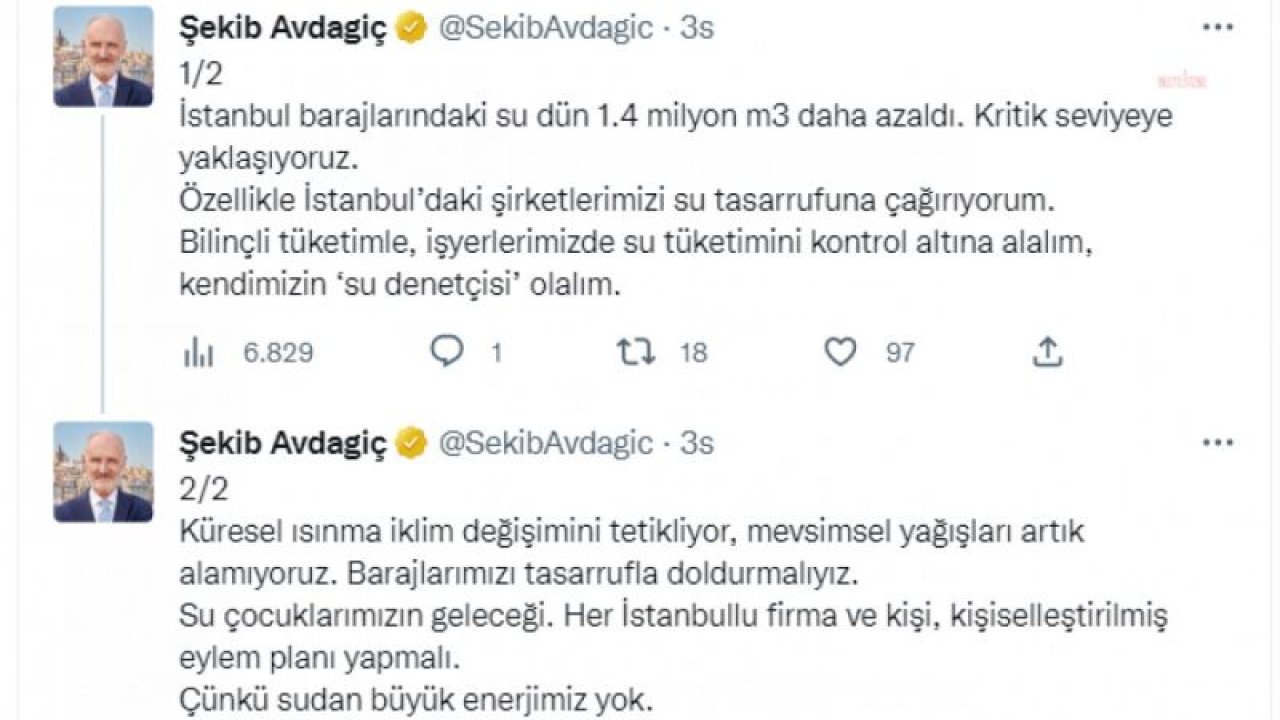 İTO BAŞKANI AVDAGİÇ, İSTANBUL'DAKİ ŞİRKETLERİ SU TASARRUFUNA ÇAĞIRDI: "KRİTİK SEVİYEYE YAKLAŞIYORUZ"