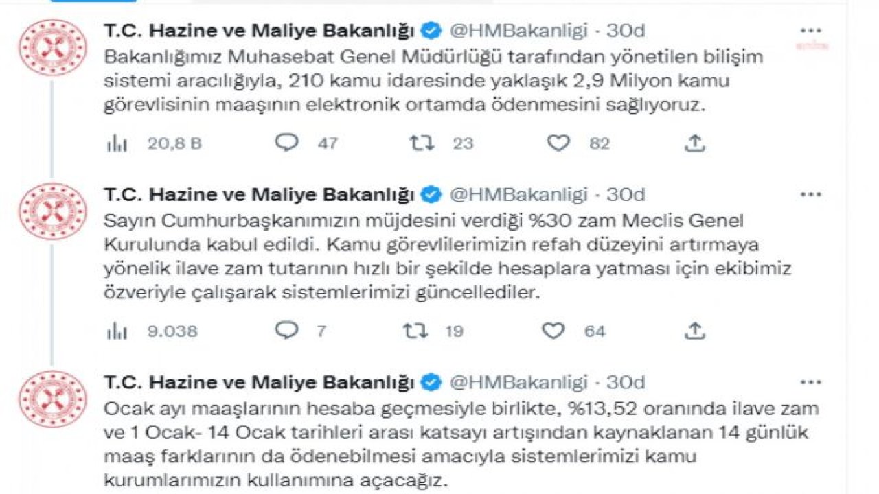 HAZİNE VE MALİYE BAKANLIĞI: BİLİŞİM SİSTEMİMİZ, ZAMLI MEMUR MAAŞI VE 14 GÜNLÜK KATSAYI ARTIŞINDAN KAYNAKLI FARK ÖDEMESİNE HAZIR