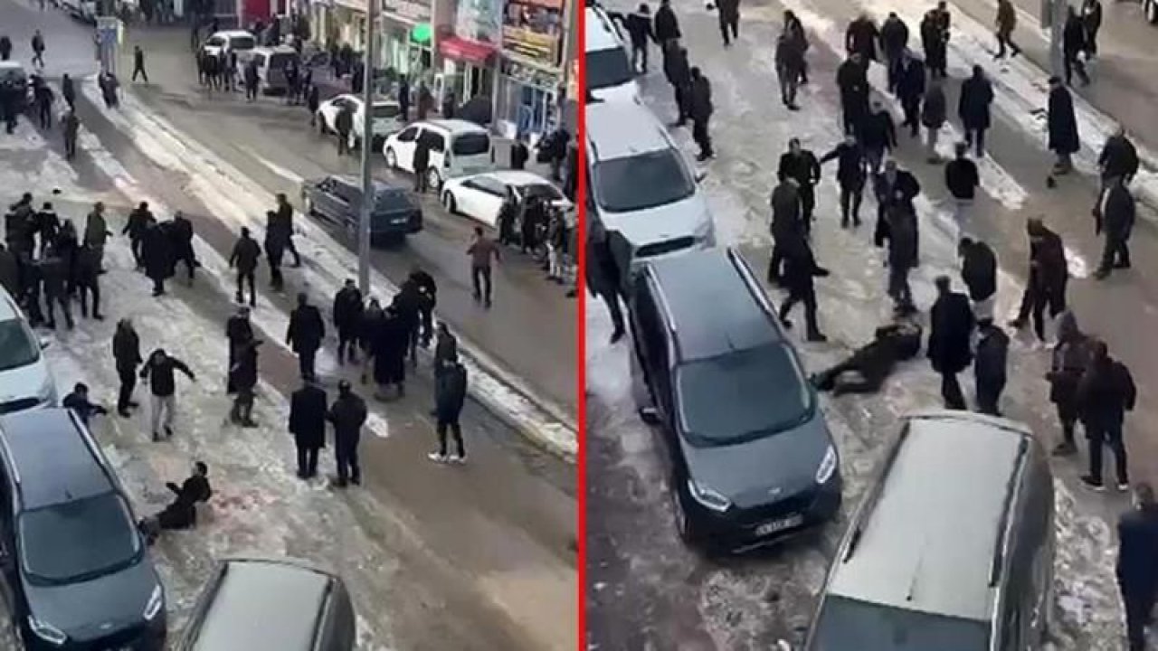 Erzurum'da sokak ortasında husumetlilerin kavgasında sopa ve bıçaklar havada uçuştu!