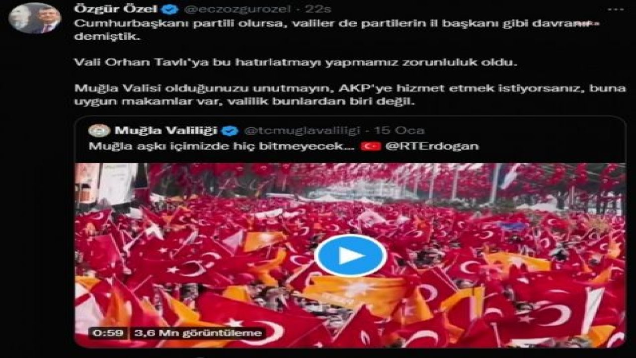 ADEM ZEYBEKOĞLU: "DEMOKRASİNİN VE ÖZGÜRLÜKLERİN ŞEHRİ MUĞLA'MIZDA BİR VALİNİN SİYASİ PROPAGANDA YAPMASINI KABUL ETMEYİZ"