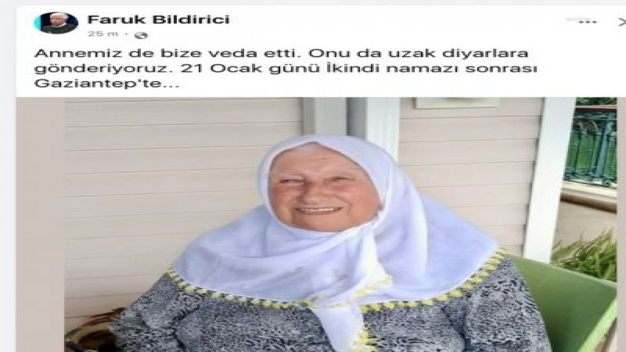 GAZETECİ VE MEDYA OMBUDSMANI FARUK BİLDİRİCİ'NİN ANNESİ HAYATINI KAYBETTİ