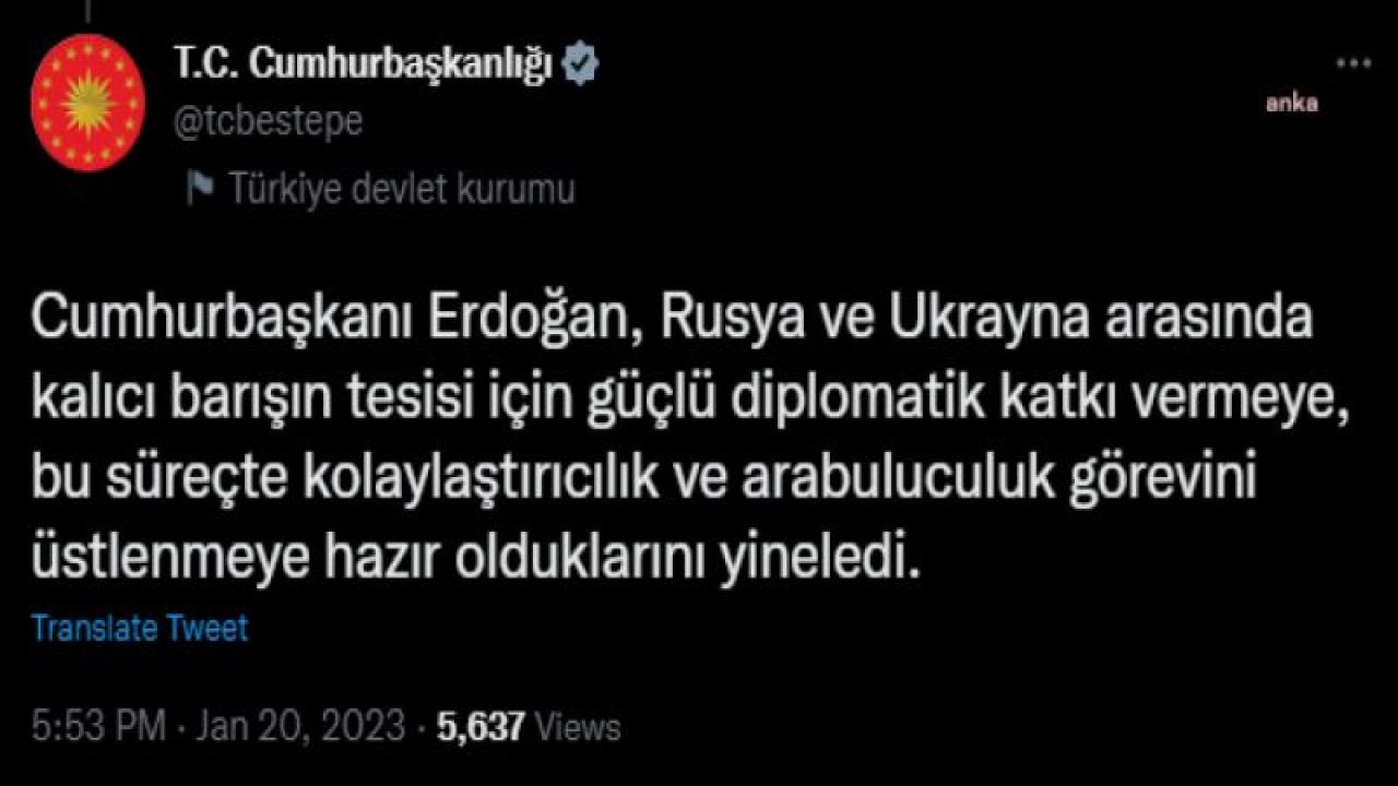 CUMHURBAŞKANI ERDOĞAN, UKRAYNA DEVLET BAŞKANI ZELENSKİ İLE GÖRÜŞTÜ