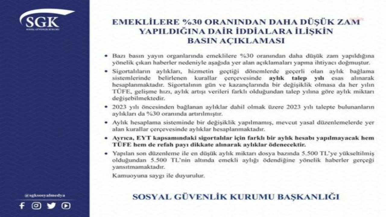 SGK: EYT KAPSAMINDAKİ SİGORTALILAR İÇİN FARKLI BİR AYLIK HESABI YAPILMAYACAK