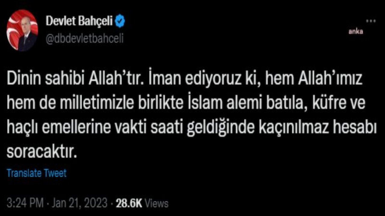 DEVLET BAHÇELİ: "SANDIK NE İSVEÇ’TE KURULACAK NE BOLTON’UN EVİNDE AÇILACAK NE DE DİĞER ÜLKELERİN DENETİMİNDE OLACAKTIR"