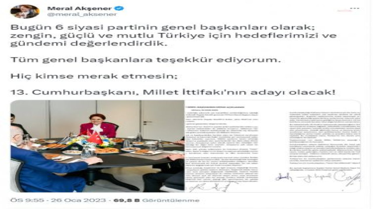 AKŞENER: HİÇ KİMSE MERAK ETMESİN; 13. CUMHURBAŞKANI, MİLLET İTTİFAKI'NIN ADAYI OLACAK