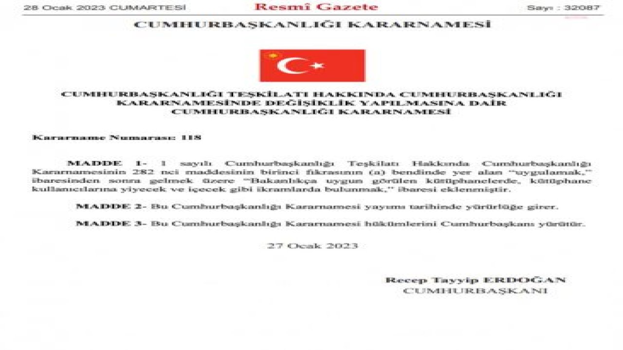 KÜTÜPHANELERDE YİYECEK VE İÇECEK İKRAM EDİLECEK