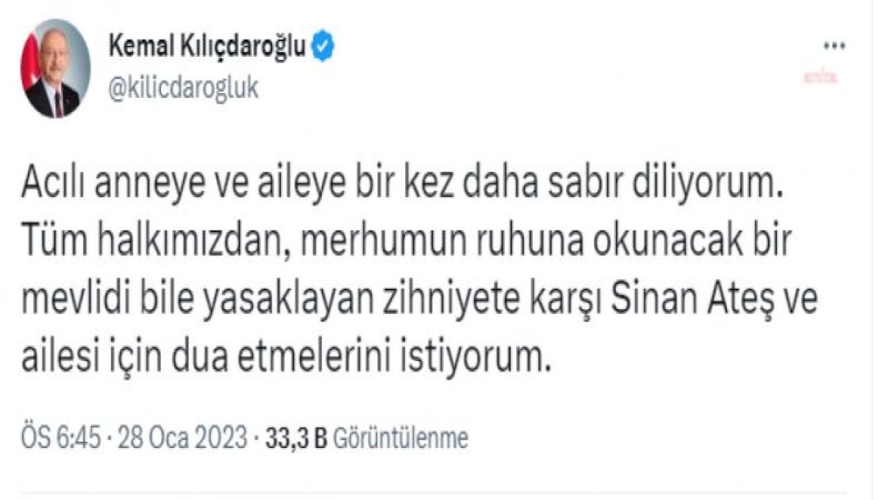 KILIÇDAROĞLU SİNAN ATEŞ’İN ANNESİNE SESLENDİ: “BU İŞ TORBACILARLA KALMAZ. BU ATEŞ EN TEPEDEKİ SUÇLULARI DA YAKACAK… O ÇETENİN YAKASINA YAPIŞIP AİLENİN ACISINI BİR NEBZE OLSUN DİNDİRECEĞİZ”