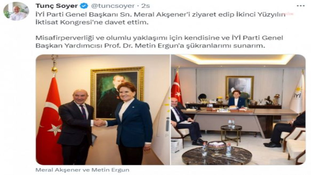 BAŞKAN SOYER’DEN İYİ PARTİ GENEL BAŞKANI AKŞENER’E ZİYARET