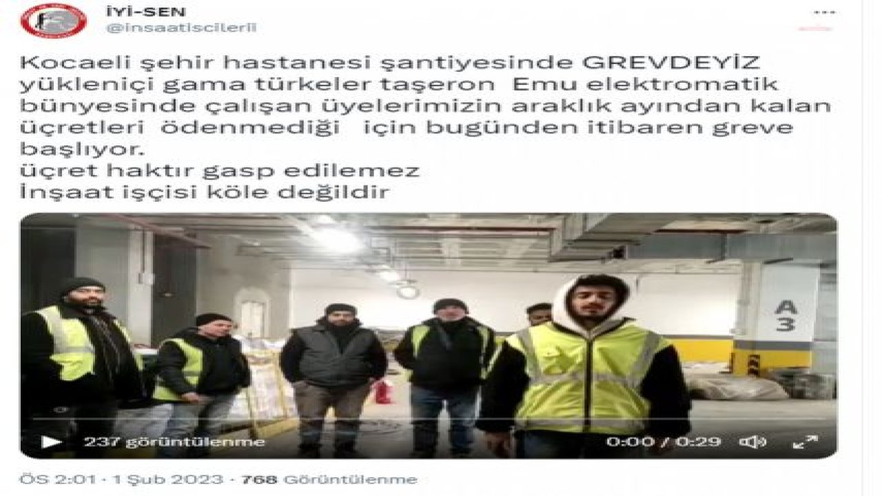 KOCAELİ ŞEHİR HASTANESİ İNŞAATINDA TAŞERON İŞÇİLER, MAAŞLARINI ALAMADIKLARI İÇİN GREVE BAŞLADI: “EV SAHİBİ KAPIMIZA DAYANDI, ‘ÇIKIN’ DİYOR. PERİŞAN OLDUK”