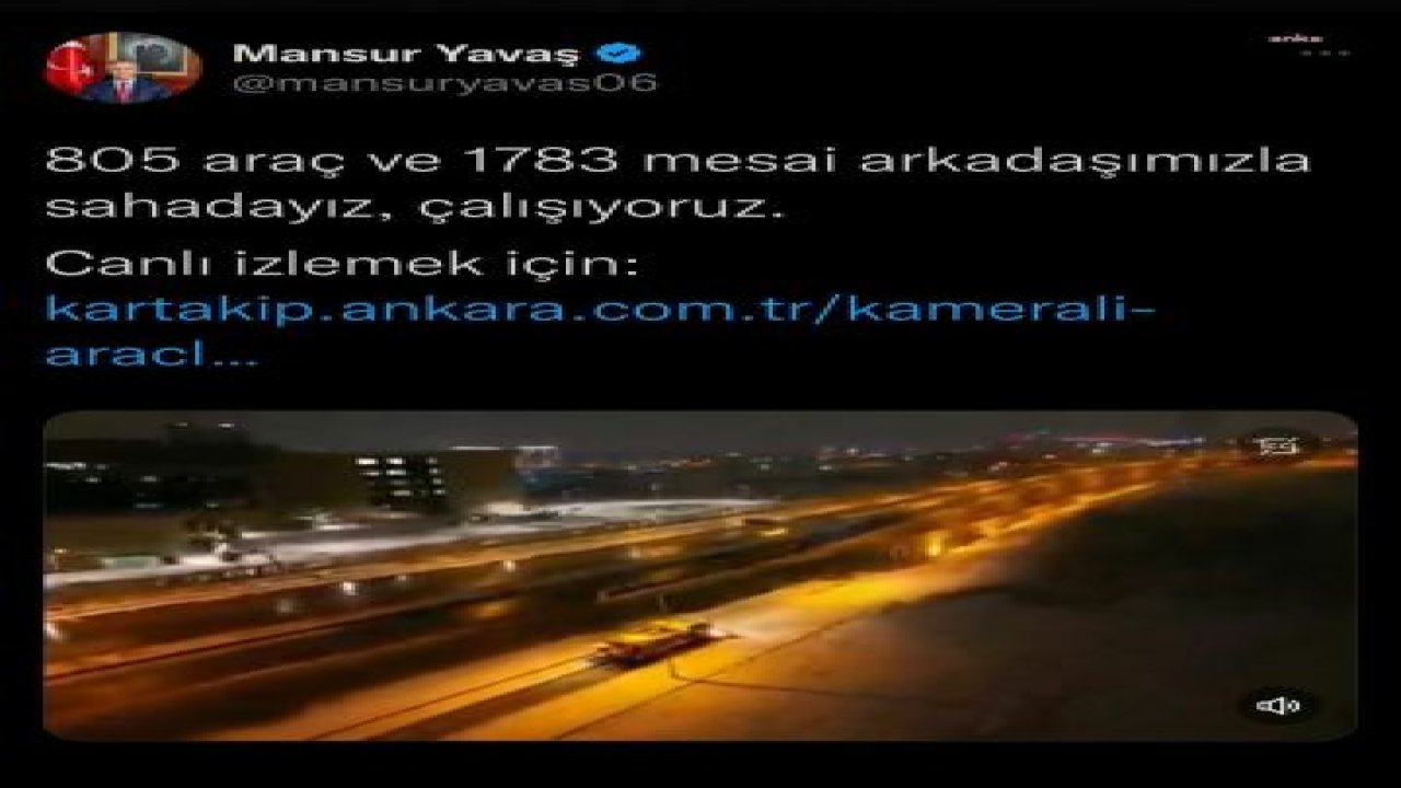 ANKARA’DA YOLLAR TERTEMİZ: BÜYÜKŞEHİRİN KARLA MÜCADELE EKİPLERİ TEYAKKUZDA