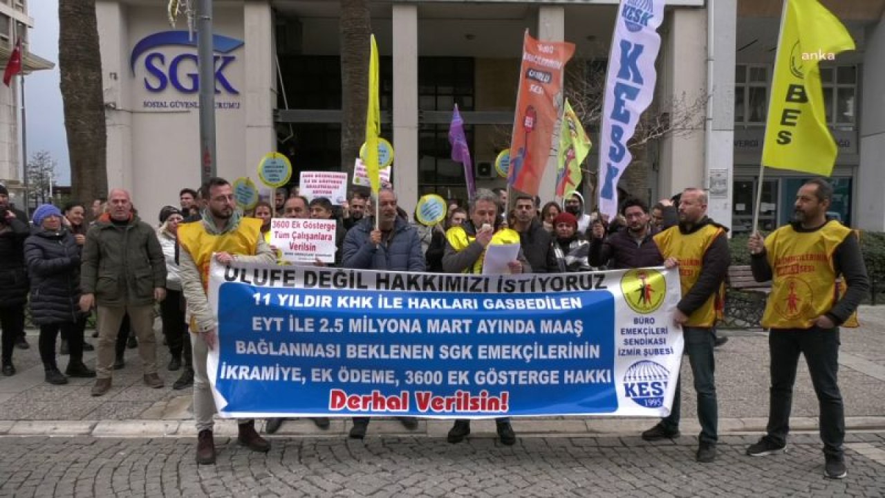 BES İZMİR ŞUBESİ'NDEN SGK BİNASI ÖNÜNDE EYLEM: "GECE GÜNDÜZ DEMEDEN ÇALIŞAN SGK EMEKÇİSİ ARTIK YETER DİYOR"