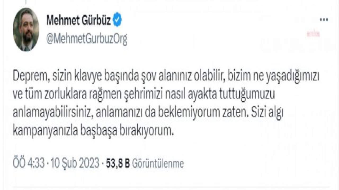 ELBİSTAN BELEDİYE BAŞKANI GÜRBÜZ: "ÇALIŞMALARI SONLANDIRMIŞIZ GİBİ BİR YANLIŞ ANLAŞILMA OLDU, BUNU DA FARK ETTİK"