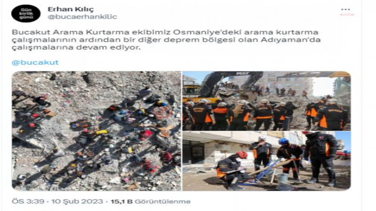 İZMİR BUCA BELEDİYESİ ARAMA KURTARMA EKİBİ OSMANİYE VE ADIYAMAN'DA ÇALIŞMALARINI SÜRDÜRÜYOR