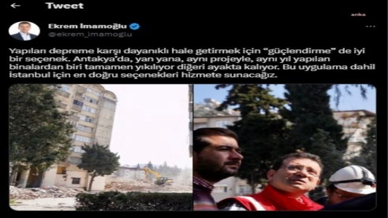 EKREM İMAMOĞLU: "YAPILARI DEPREME KARŞI DAYANIKLI HALE GETİRMEK İÇİN GÜÇLENDİRME DE İYİ BİR SEÇENEK"