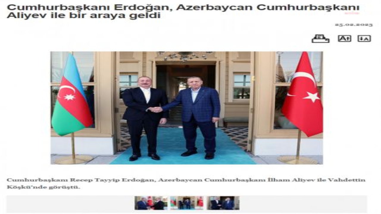 CUMHURBAŞKANI ERDOĞAN, AZERBAYCAN CUMHURBAŞKANI ALİYEV İLE GÖRÜŞTÜ