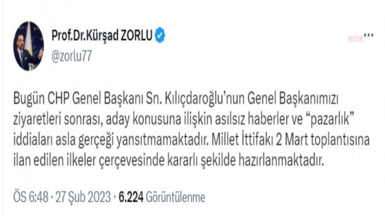 İYİ PARTİ SÖZCÜSÜ ZORLU, KILIÇDAROĞLU İLE AKŞENER'İN GÖRÜŞTÜĞÜNÜ AÇIKLADI