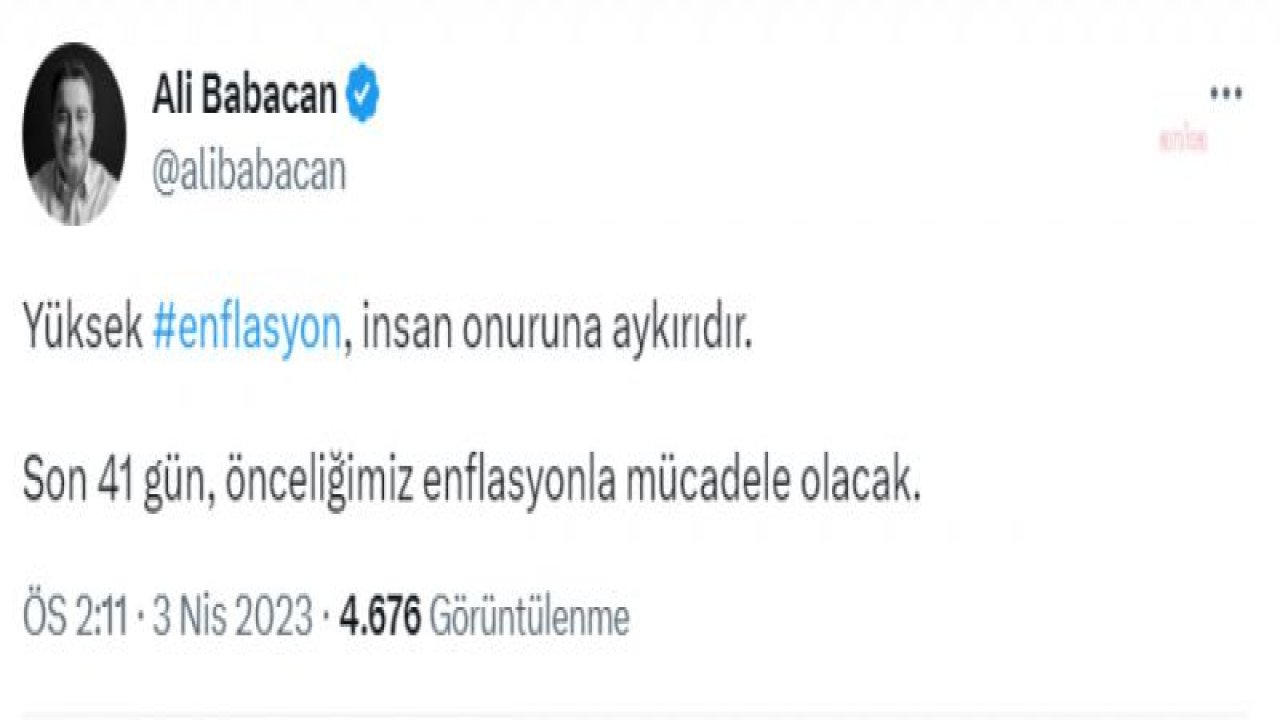 BABACAN: YÜKSEK ENFLASYON, İNSAN ONURUNA AYKIRIDIR. SON 41 GÜN, ÖNCELİĞİMİZ ENFLASYONLA MÜCADELE OLACAK