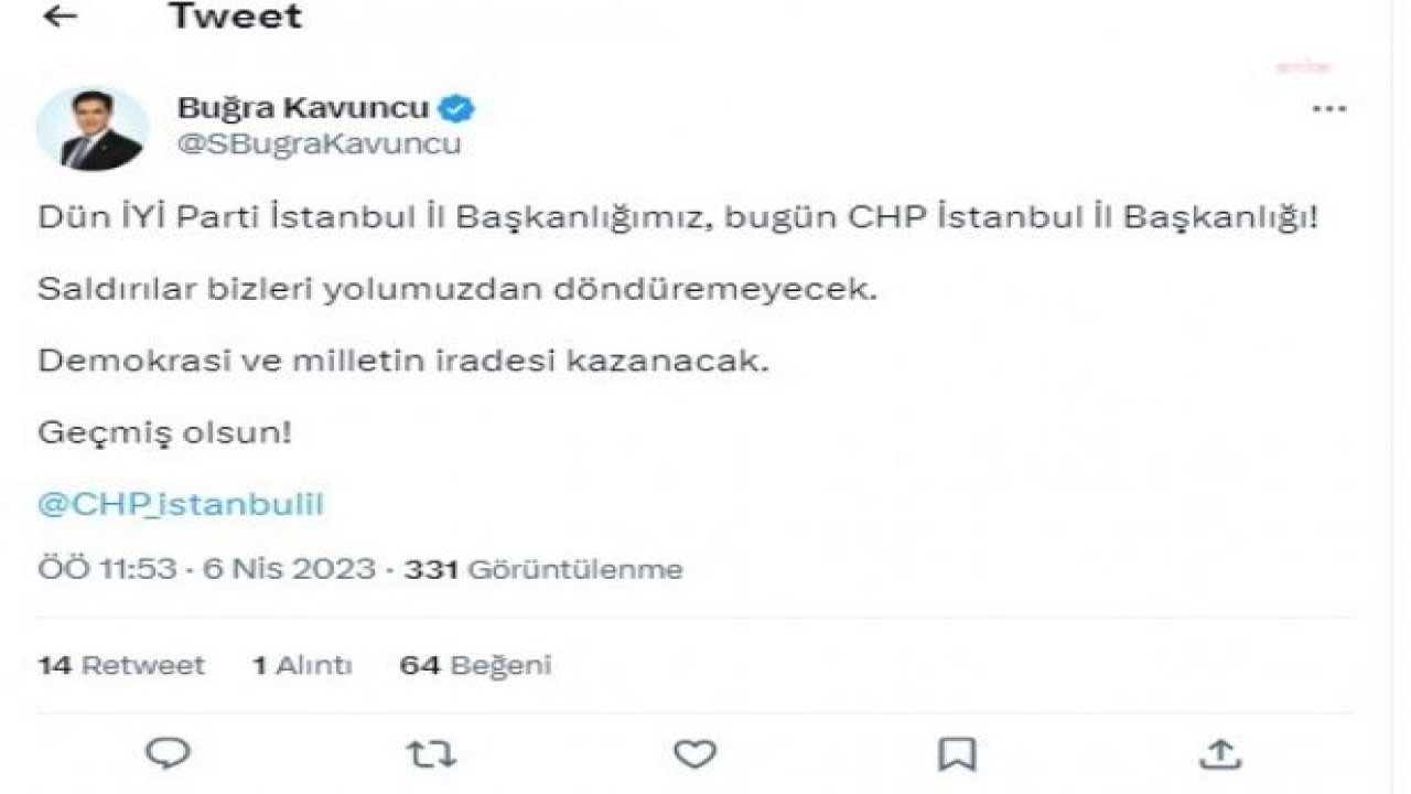 KAFTANCIOĞLU: İL BAŞKANLIĞIMIZA YÖNELİK DÜZENLENDİĞİ DÜŞÜNÜLEN BİR SİLAHLI SALDIRI GERÇEKLEŞMİŞTİR