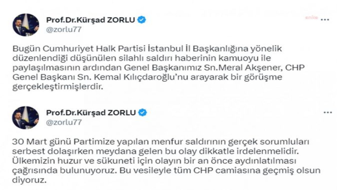 İYİ PARTİ SÖZCÜSÜ ZORLU: “30 MART GÜNÜ PARTİMİZE YAPILAN MENFUR SALDIRININ GERÇEK SORUMLULARI SERBEST DOLAŞIRKEN MEYDANA GELEN BU OLAY DİKKATLE İRDELENMELİDİR”