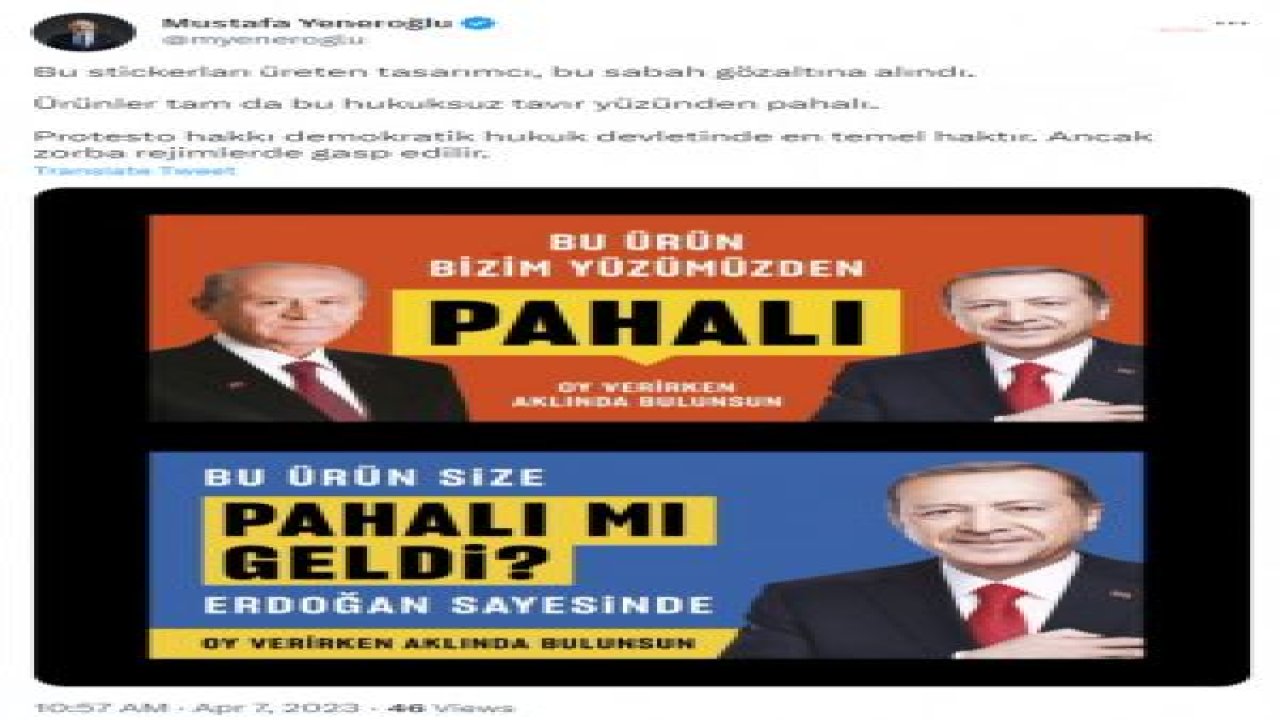 MUSTAFA YENEROĞLU: “PROTESTO HAKKI DEMOKRATİK HUKUK DEVLETİNDE EN TEMEL HAKTIR. ANCAK ZORBA REJİMLERDE GASP EDİLİR”