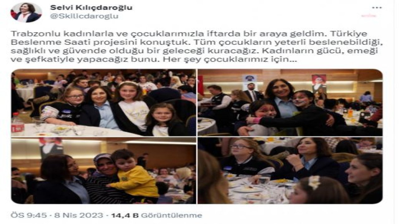 SELVİ KILIÇDAROĞLU: “TÜM ÇOCUKLARIN YETERLİ BESLENEBİLDİĞİ, SAĞLIKLI VE GÜVENDE OLDUĞU BİR GELECEĞİ KURACAĞIZ. KADINLARIN GÜCÜ, EMEĞİ VE ŞEFKATİYLE YAPACAĞIZ BUNU”