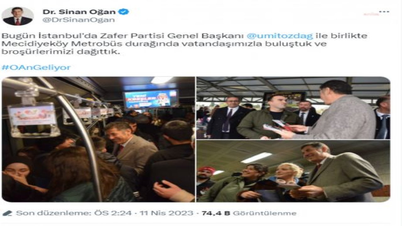 SİNAN OĞAN VE ÜMİT ÖZDAĞ, METROBÜSTE SEÇİM BROŞÜRÜ DAĞITTI